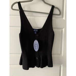 V Neck Peplum Knit Tank Top by Scoop